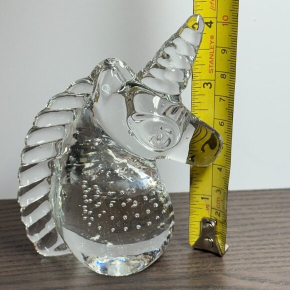 Clear Blown Glass Unicorn Ring Holder or Paperweight Controlled Bubbles *read* - Picture 6 of 7